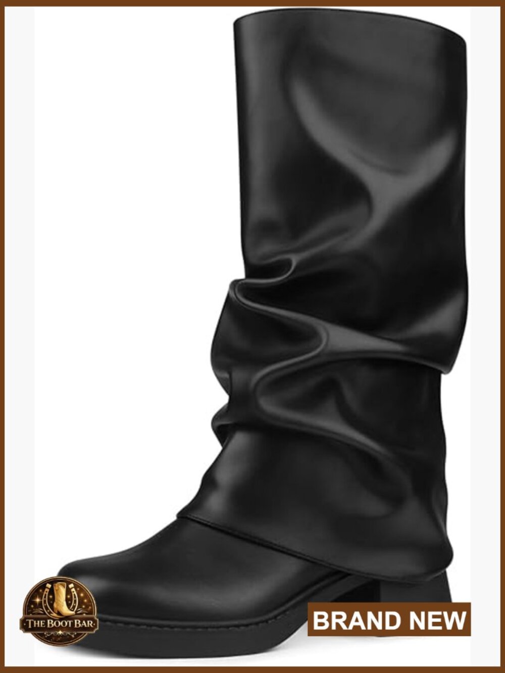 Slouchy Fold Over Booties Wide Calf Platform Pull On Mid Calf Boots